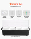 VEVOR Chilled Condiment Server 4 Compartment Cold Serving Tray with Clear Lid