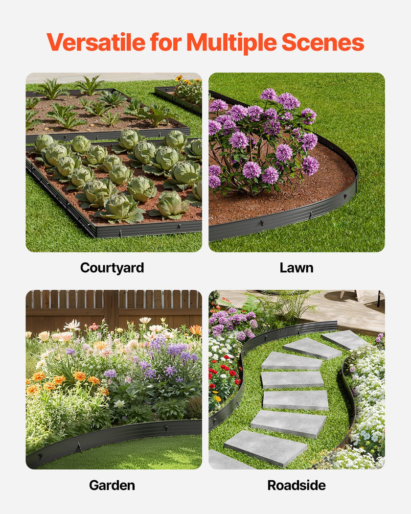 VEVOR Metal Landscape Edging 8Packs 72in Rust-Resistant Bendable for Yard Garden