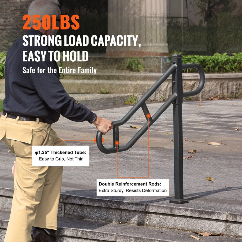 VEVOR Single Post Handrail for Outdoor 1-3 Step 40.5