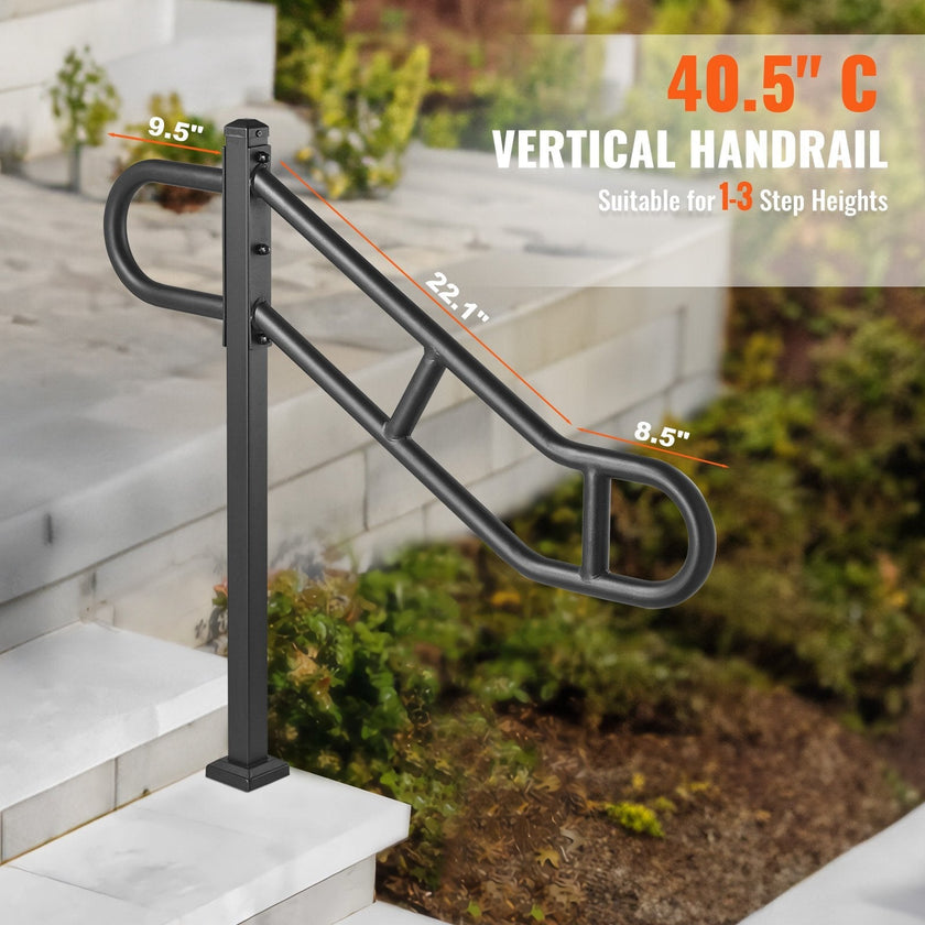 VEVOR Single Post Handrail for Outdoor 1-3 Step 40.5