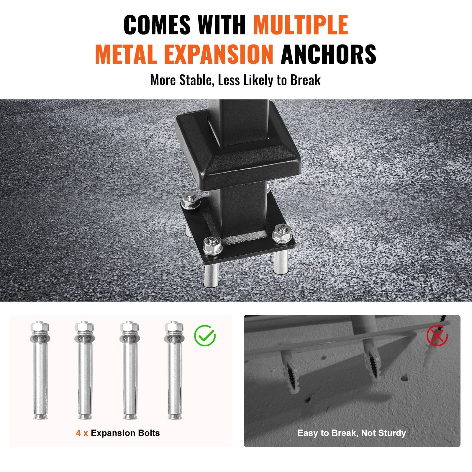 VEVOR Single Post Handrail for Outdoor 1-3 Step 40.5
