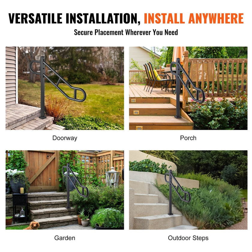 VEVOR Single Post Handrail for Outdoor 1-3 Step 40.5