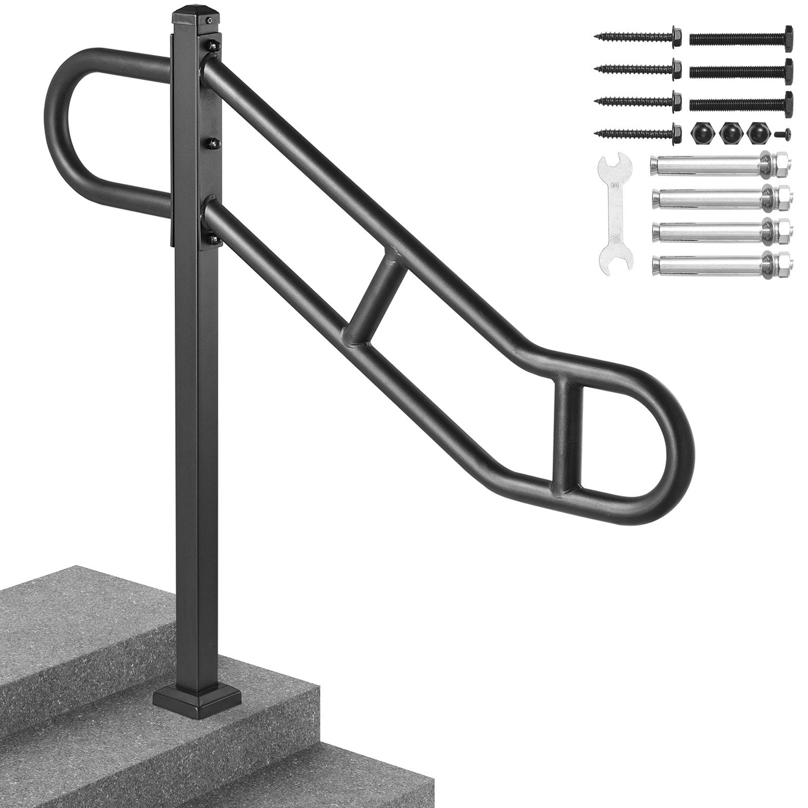 VEVOR Single Post Handrail for Outdoor 1-3 Step 40.5
