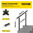 Stair Handrail Outdoor Handrail Aluminum Fits 1-3 Steps 3ft Railing Adjustable