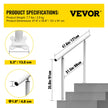 Stair Handrail Outdoor Handrail Aluminum Fits 1-4 Steps 4ft Railing Adjustable