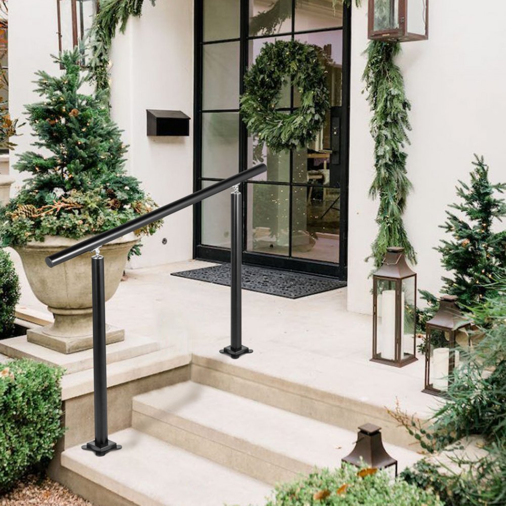 Handrail Outdoor Stairs 4 ft Changeable Iron Handrail Black Steps Rail Rustproof
