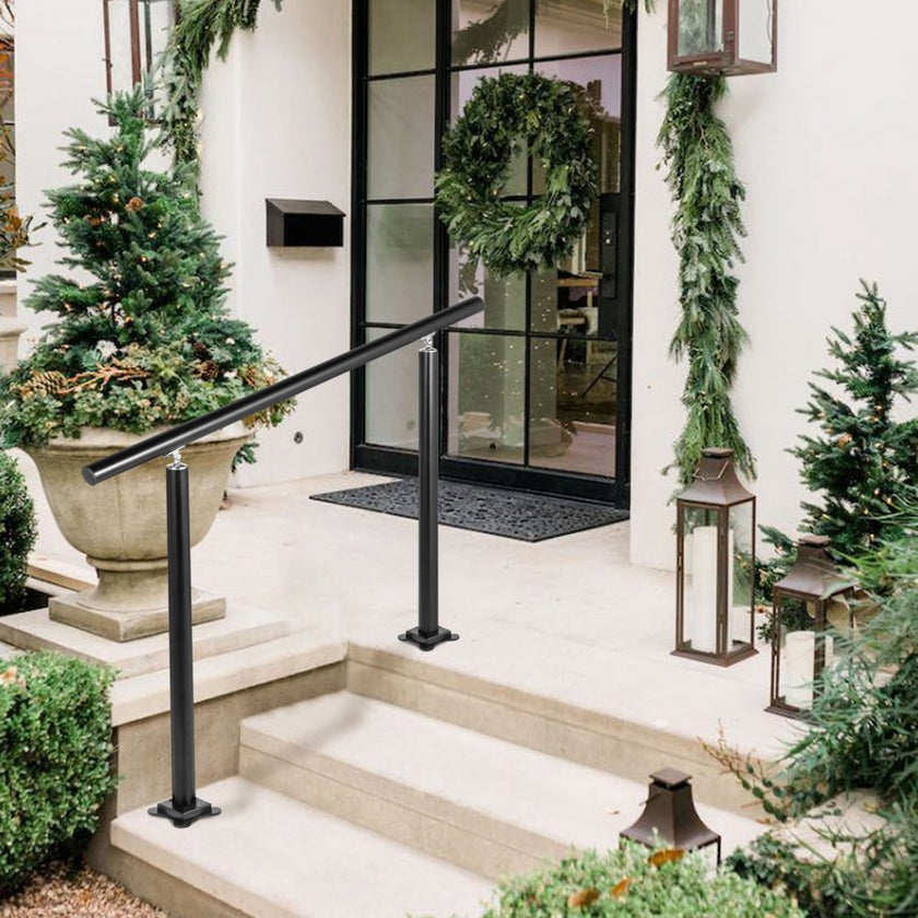 Handrail Outdoor Stairs 4 ft Changeable Iron Handrail Black Steps Rail Rustproof