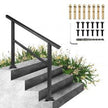 VEVOR Outdoor Stair Railing, Fits for 0-5 Steps Transitional Wrought Iron Handrail, Adjustable Exterior Stair Railing, Handrails for Concrete Steps with Installation Kit, Matte Black Outdoor Handrail
