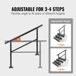 Handrail Outdoor Stairs, Outdoor Handrail 48 x 35.5 Inch Black Fits 1/2/3 Steps