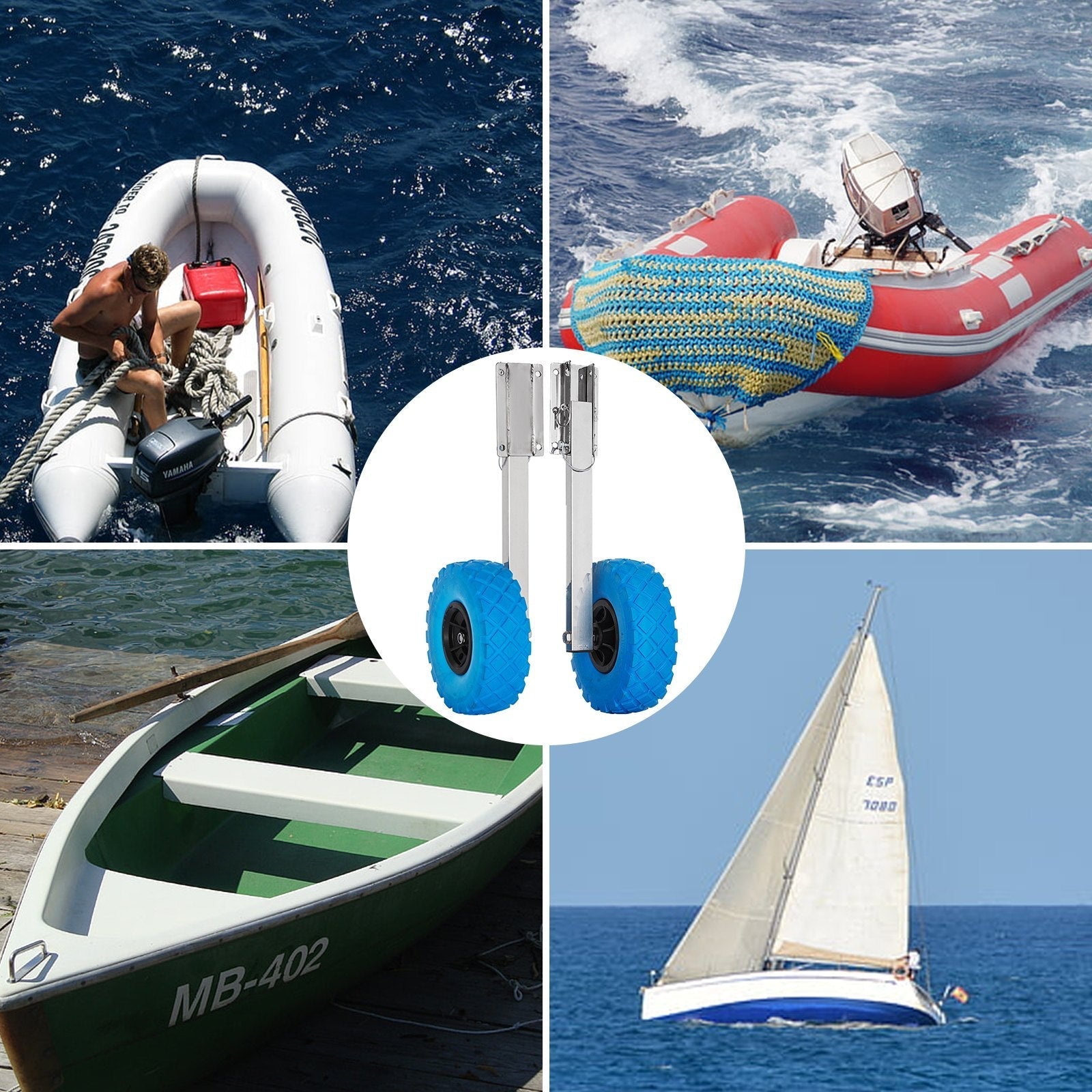 Boat Transom Launching Wheel Dolly Stainless Steel For Inflatable Boat