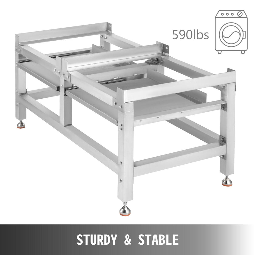 VEVOR Washing Machine Stand 300LBS, Washer Pedestal 25x25-Inch, Pedestal for Washer and Dryer, Washing Machine Base with A 66LBS Tray, Base Stand for Appliance with 4 Adjustable Feet, Aluminum