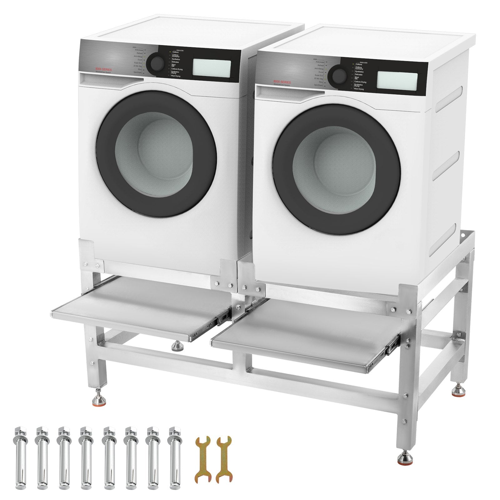 VEVOR Washing Machine Stand 300LBS, Washer Pedestal 25x25-Inch, Pedestal for Washer and Dryer, Washing Machine Base with A 66LBS Tray, Base Stand for Appliance with 4 Adjustable Feet, Aluminum