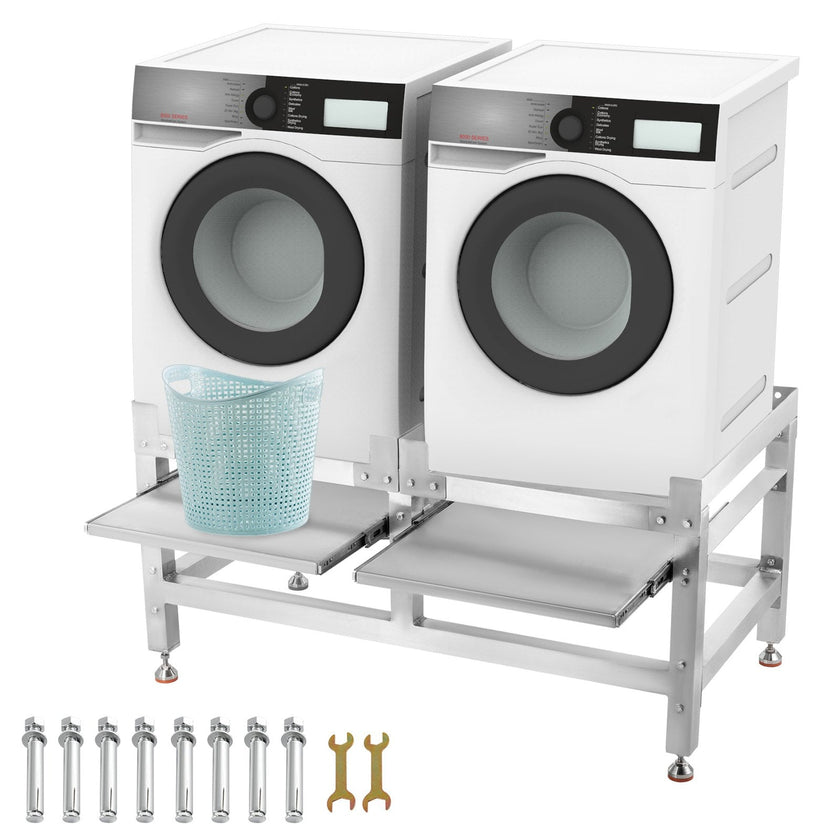 VEVOR Washing Machine Stand 300LBS, Washer Pedestal 25x25-Inch, Pedestal for Washer and Dryer, Washing Machine Base with A 66LBS Tray, Base Stand for Appliance with 4 Adjustable Feet, Aluminum