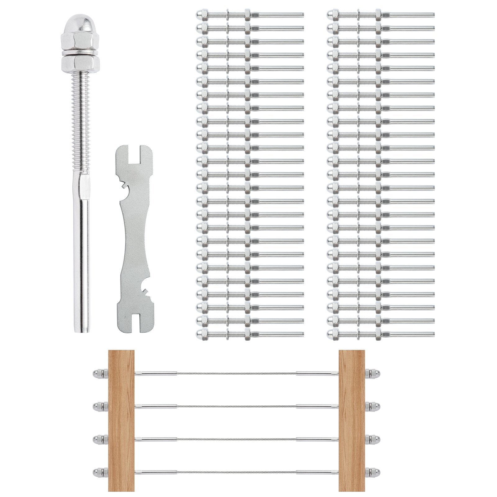 VEVOR 51 Pack Cable Railing Swage Threaded Stud Tension End Fitting Terminal for 1/8