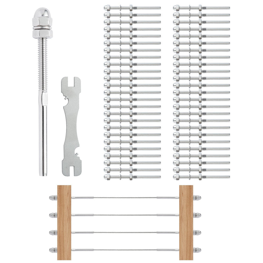 VEVOR 61 Pack Cable Railing Swage Threaded Stud Tension End Fitting Terminal for 1/8