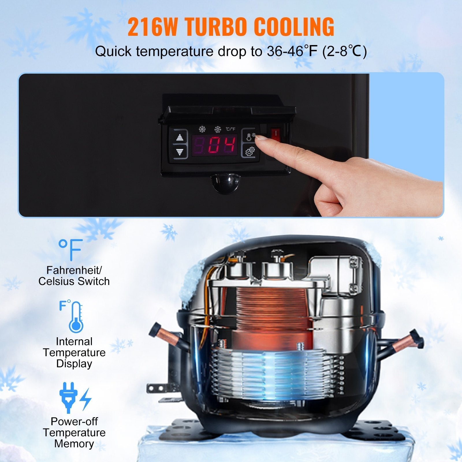 VEVOR Refrigerated Display Case, 3 Cu.Ft./85L, 3-Tier, Countertop Pastry Display Case Commercial Display Refrigerator with LED Lighting, TURBO Cooling, Frost-Free Air-Cooling, Locked Door for Bakery