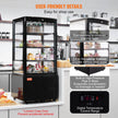 VEVOR Refrigerated Display Case, 3 Cu.Ft./85L, 3-Tier, Countertop Pastry Display Case Commercial Display Refrigerator with LED Lighting, TURBO Cooling, Frost-Free Air-Cooling, Locked Door for Bakery