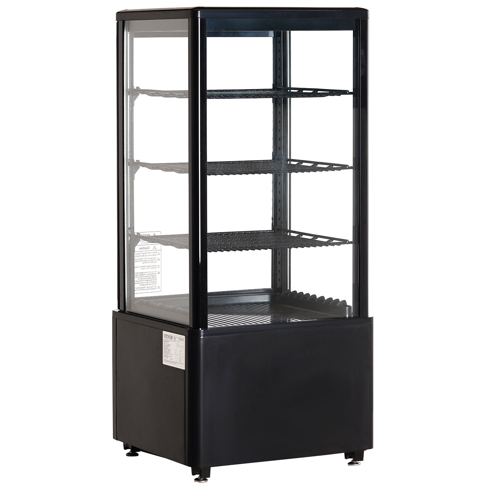 VEVOR Refrigerated Display Case, 3 Cu.Ft./85L, 3-Tier, Countertop Pastry Display Case Commercial Display Refrigerator with LED Lighting, TURBO Cooling, Frost-Free Air-Cooling, Locked Door for Bakery