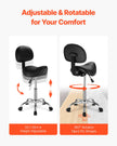 VEVOR Saddle Stool Swivel Stool with Backrest PU Leather Height Adjustable Black
