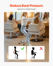 VEVOR Saddle Stool Swivel Stool with Backrest PU Leather Height Adjustable Black