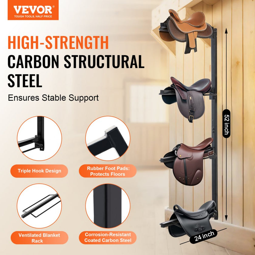 VEVOR Wall Mount Saddle Rack Four Tiers Western &  English Horse Saddle Holder
