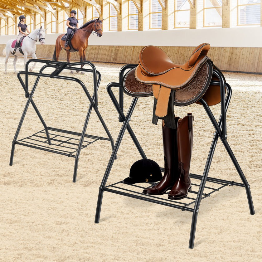 VEVOR Folding Saddle Rack 2 Packs Freestanding Horse Saddle Stand 132 lbs