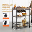 VEVOR 3-Tier Bar Serving Cart Rolling Trolley with Wine Grid Glass Holder 110LBS