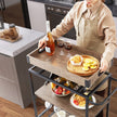 VEVOR 3-Tier Bar Serving Cart Rolling Trolley with Wine Grid Glass Holder 110LBS