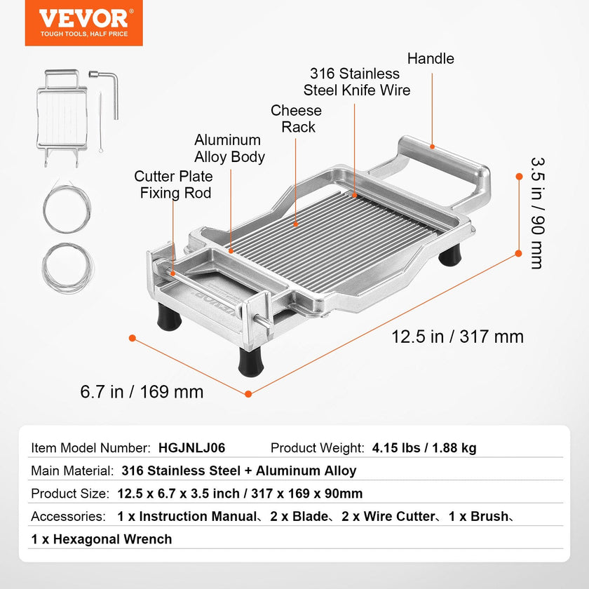 VEVOR Cheese Cutter with Wire Cheeser Butter Cutting 0.39