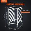 VEVOR Bun Pan Rack, 10-Tier Commercial Bakery Racks with Brake Wheels, Aluminum Racking Trolley Storage for Half & Full Sheet, Speed Rack For Kitchen Home, Bread Baking Equipment, 26\