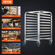 VEVOR Bun Pan Rack, 10-Tier Commercial Bakery Racks with Brake Wheels, Aluminum Racking Trolley Storage for Half & Full Sheet, Speed Rack For Kitchen Home, Bread Baking Equipment, 26\
