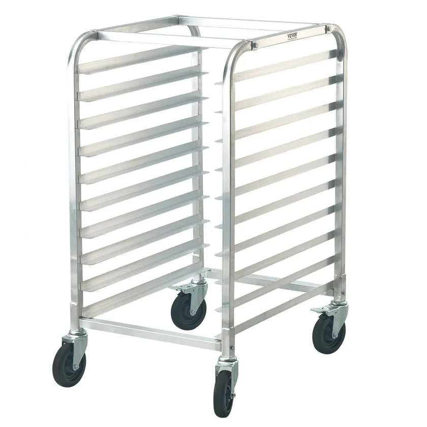 VEVOR Bun Pan Rack, 10-Tier Commercial Bakery Racks with Brake Wheels, Aluminum Racking Trolley Storage for Half & Full Sheet, Speed Rack For Kitchen Home, Bread Baking Equipment, 26\