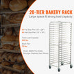 VEVOR Bun Pan Rack, 20-Tier Commercial Bakery Racks with Brake Wheels, Aluminum Racking Trolley Storage for Half & Full Sheet, Speed Rack For Kitchen Home, Bread Baking Equipment, 26\