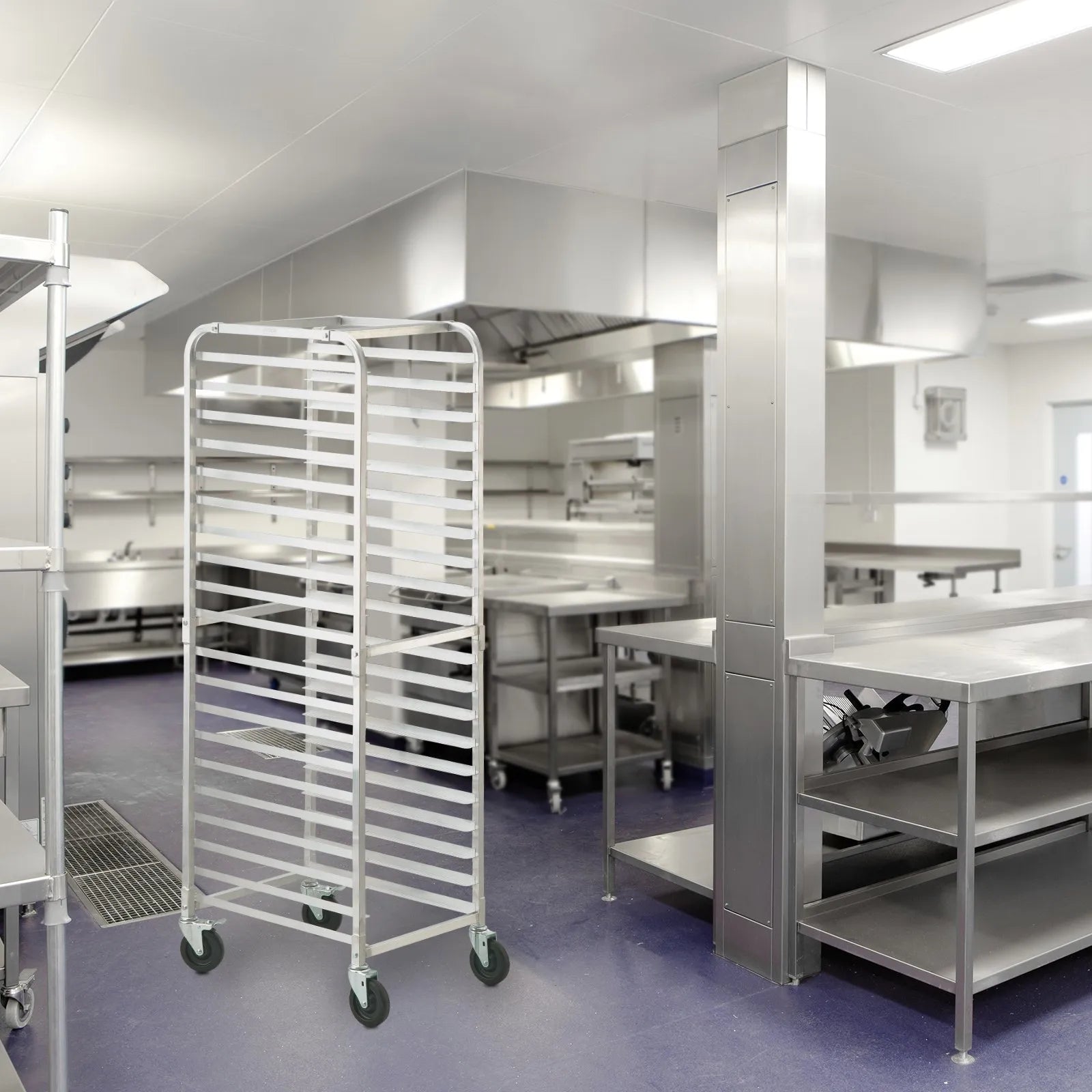 VEVOR Bun Pan Rack, 20-Tier Commercial Bakery Racks with Brake Wheels, Aluminum Racking Trolley Storage for Half & Full Sheet, Speed Rack For Kitchen Home, Bread Baking Equipment, 26\