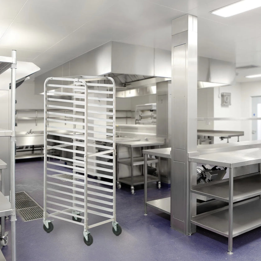 VEVOR Bun Pan Rack, 20-Tier Commercial Bakery Racks with Brake Wheels, Aluminum Racking Trolley Storage for Half & Full Sheet, Speed Rack For Kitchen Home, Bread Baking Equipment, 26\