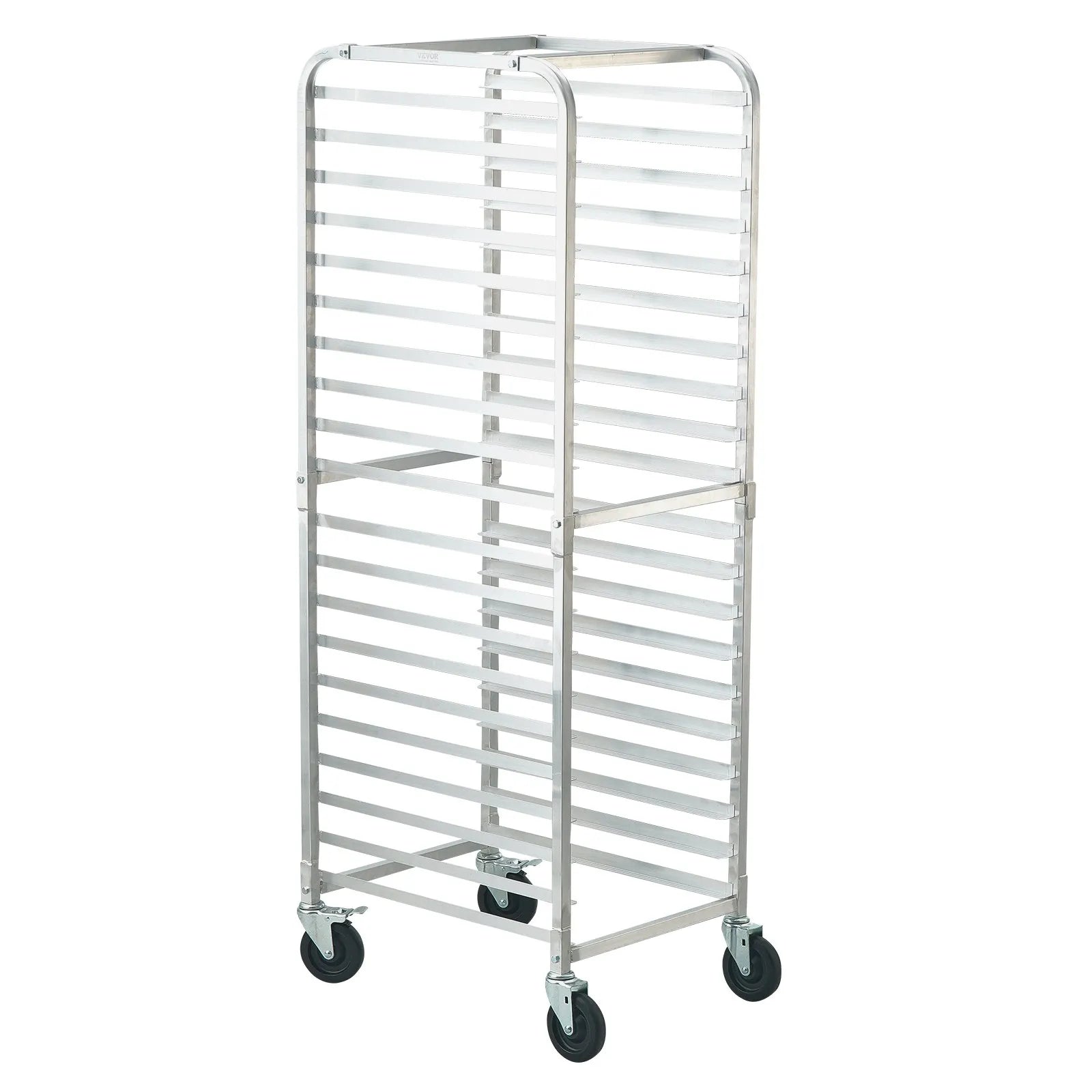 VEVOR Bun Pan Rack, 20-Tier Commercial Bakery Racks with Brake Wheels, Aluminum Racking Trolley Storage for Half & Full Sheet, Speed Rack For Kitchen Home, Bread Baking Equipment, 26\