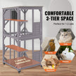 VEVOR Cat House Outdoor, 3-Tier Large Catio, Cat Enclosure with 360° Rotating Casters, 2 Platforms, A Resting Box and Large Front Door, 29.9 x 34 x 64.1 inch