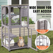VEVOR Cat House Outdoor, 3-Tier Large Catio, Cat Enclosure with 360° Rotating Casters, 2 Platforms, A Resting Box and Large Front Door, 29.9 x 34 x 64.1 inch