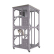 VEVOR Cat House Outdoor, 3-Tier Large Catio, Cat Enclosure with 360° Rotating Casters, 2 Platforms, A Resting Box and Large Front Door, 29.9 x 34 x 64.1 inch