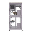VEVOR Cat House Outdoor, 3-Tier Large Catio, Cat Enclosure with 360° Rotating Casters, 2 Platforms, A Resting Box and Large Front Door, 29.9 x 34 x 64.1 inch