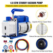 VEVOR Vacuum Pump 4.8CFM 1/4 HP Single Stage HVAC A/C Refrigeration Kit 5PA Ultimate Vacuum Manifold Gauge Set R410A R134A R22 HVAC AC, 4-Way Manifold Gauge and Hose for Air Conditioning Systems