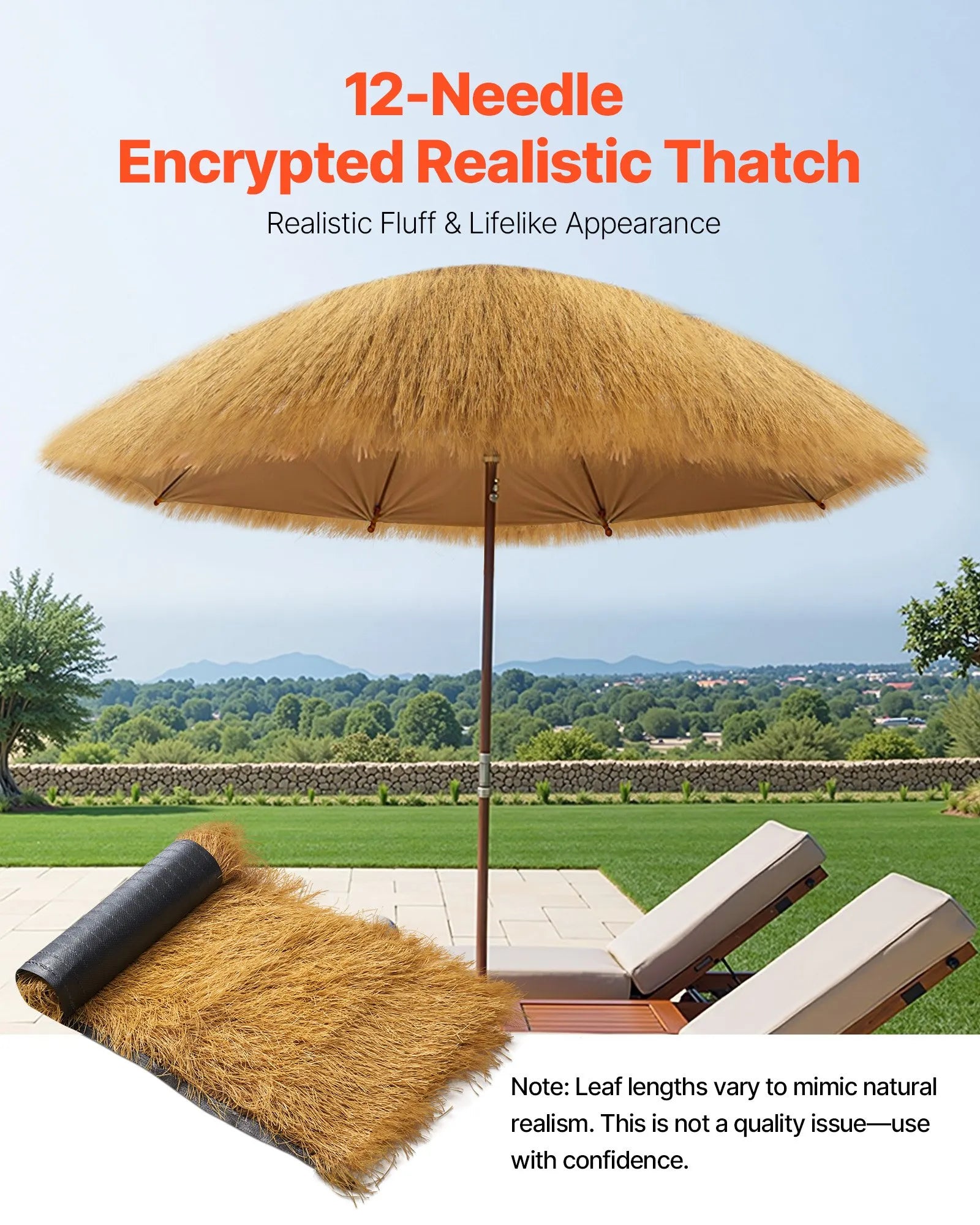 VEVOR Thatch Grass Roof Roll 1.3 x 3.9 ft Tiki Hut Bar Skirt Roof Party Décor