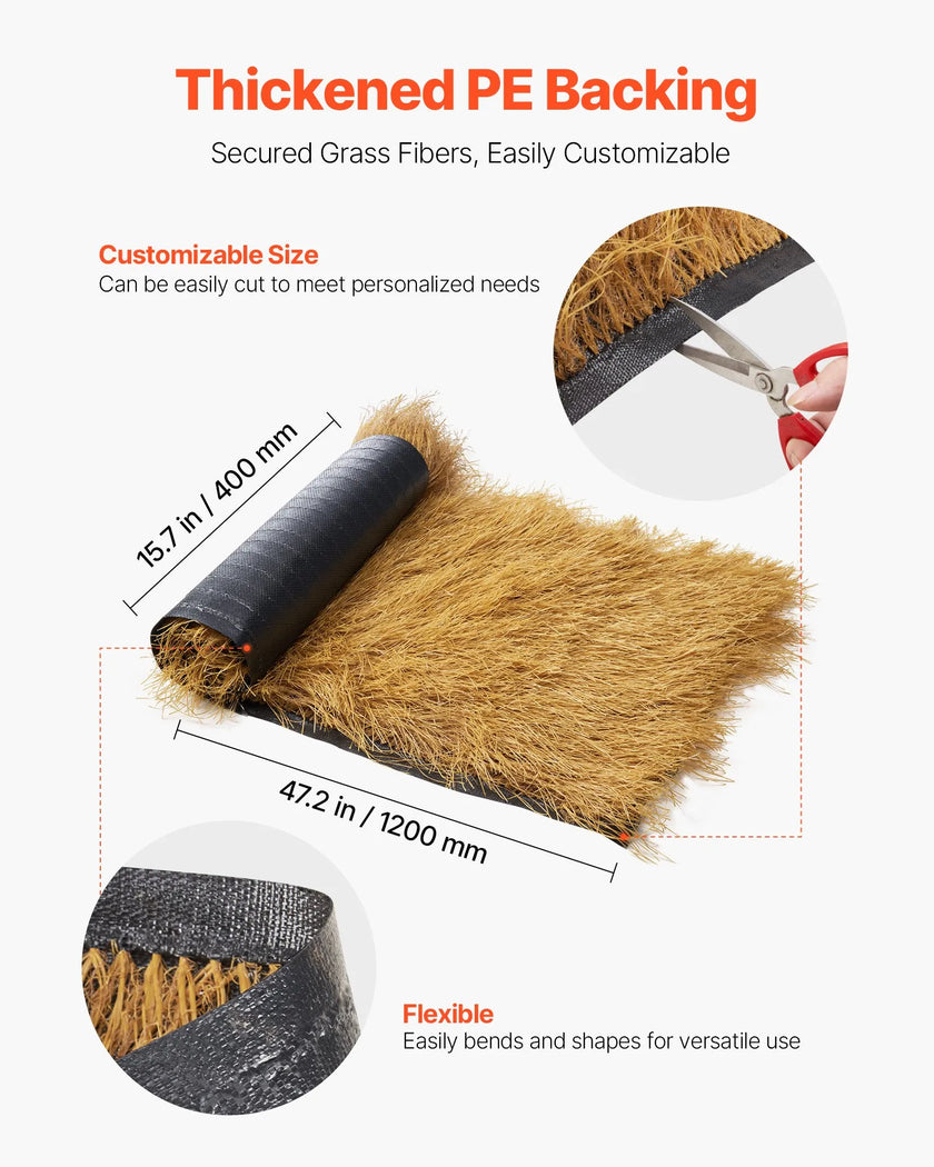 VEVOR Thatch Grass Roof Roll 1.3 x 3.9 ft Tiki Hut Bar Skirt Roof Party Décor