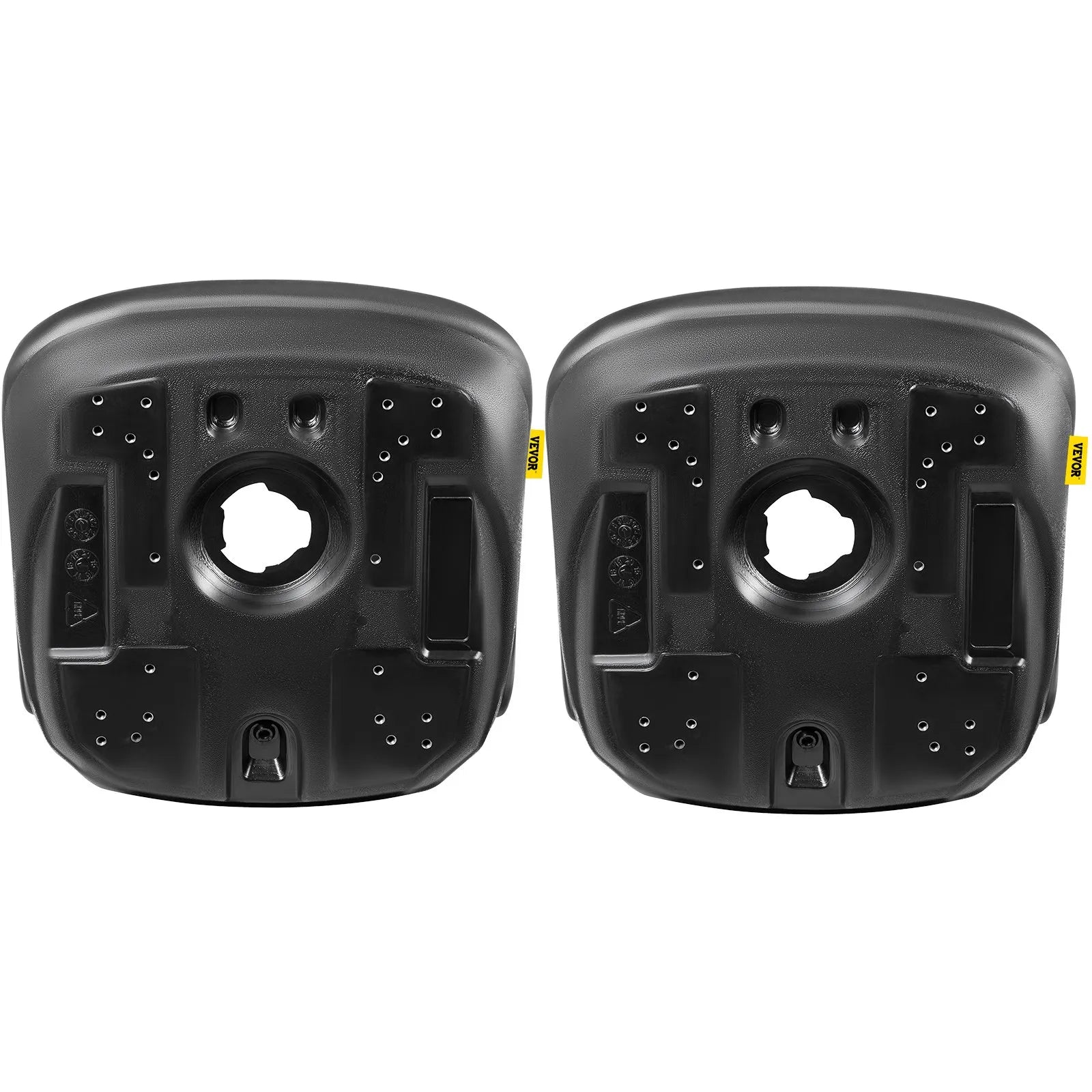 VEVOR Universal Tractor Seat Replacement, Compact High Back Mower Seat Pair, Black Vinyl Forklift Seat, Central Drain Hole Skid Steer Seat with Mounting Bolt Patterns of 8
