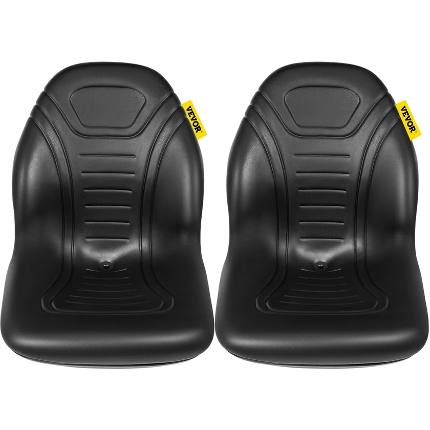 VEVOR Universal Tractor Seat Replacement, Compact High Back Mower Seat Pair, Black Vinyl Forklift Seat, Central Drain Hole Skid Steer Seat with Mounting Bolt Patterns of 8