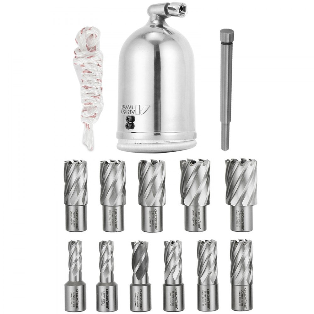 VEVOR MD40 1-1/2 in. Electric Magnetic Drill Press Drilling Machine with 11PC HSS Cutter Set Precise Annular Cutter Kit Compact Switchable Evolution 1100W Magnet Force