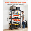 5-Tier Adjustable Storage Shelves, 2500 lb Capacity Heavy-Duty Garage Shelving Unit, Metal Utility Storage Rack with Adjustable Shelves, 40.35