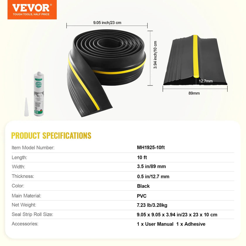 VEVOR Garage Door Threshold Seal Strip 10 FT Universal Bottom Waterproof PVC