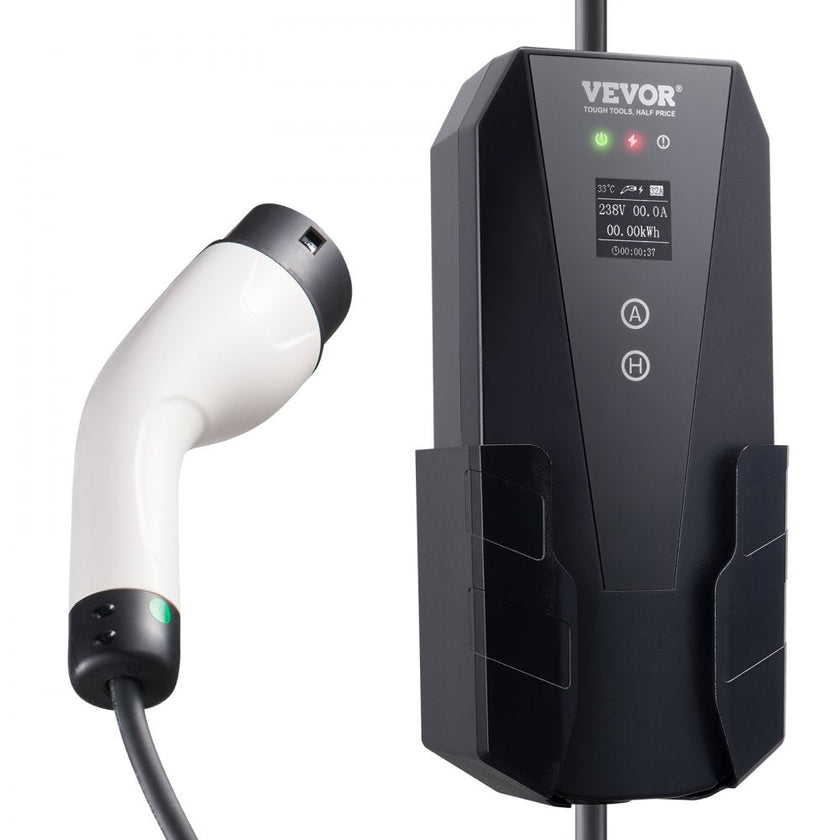 VEVOR Level 2 Portable EV Charger, 32 Amp 240V, Electric Vehicle Charger with 28 ft Charging Cable NEMA 10-30P Plug, 16/20/24/32A Adjustable Current Plug-in Home EV Charging Station for SAE J1772 EVs