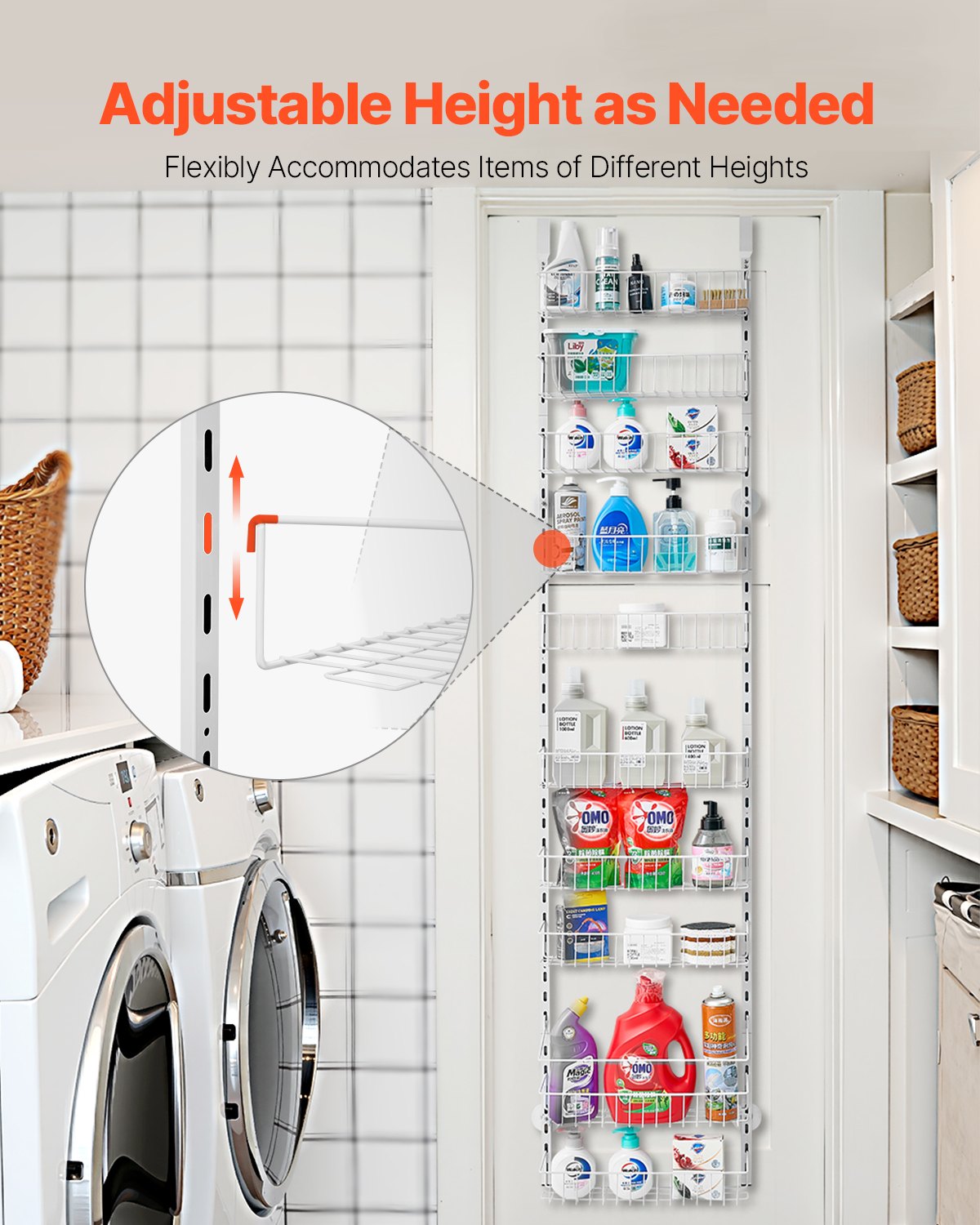 VEVOR 10-Tier Over the Door Pantry Organizer Hanging Storage Rack Adjustable